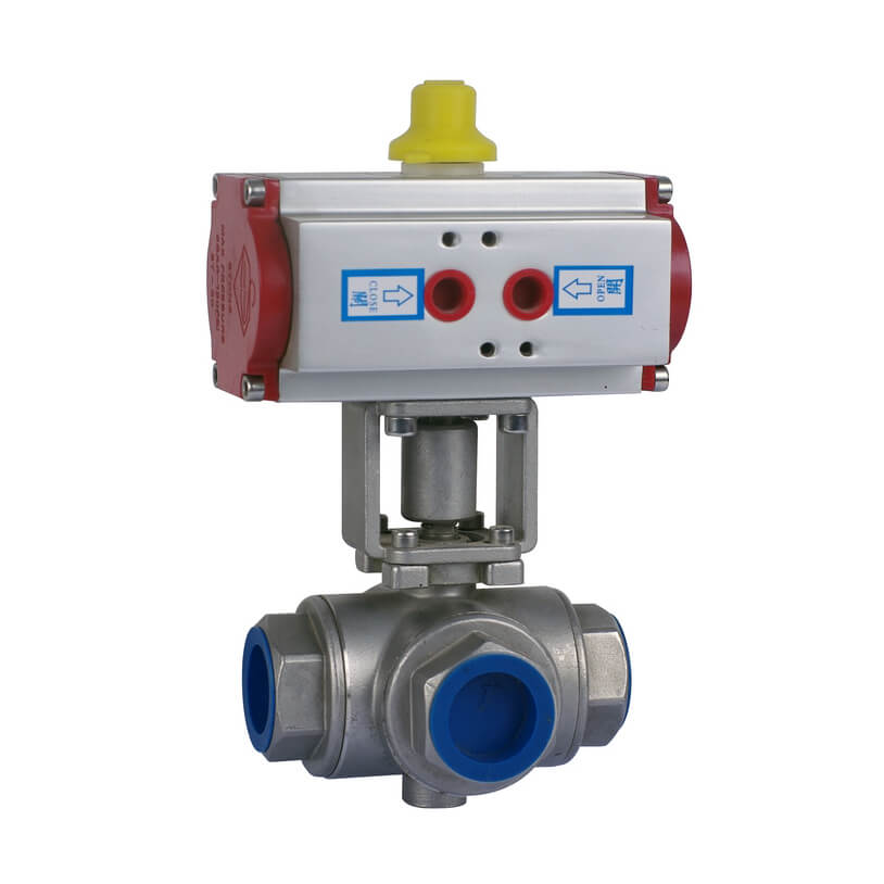 pneumatic npt 3 ways ball valve