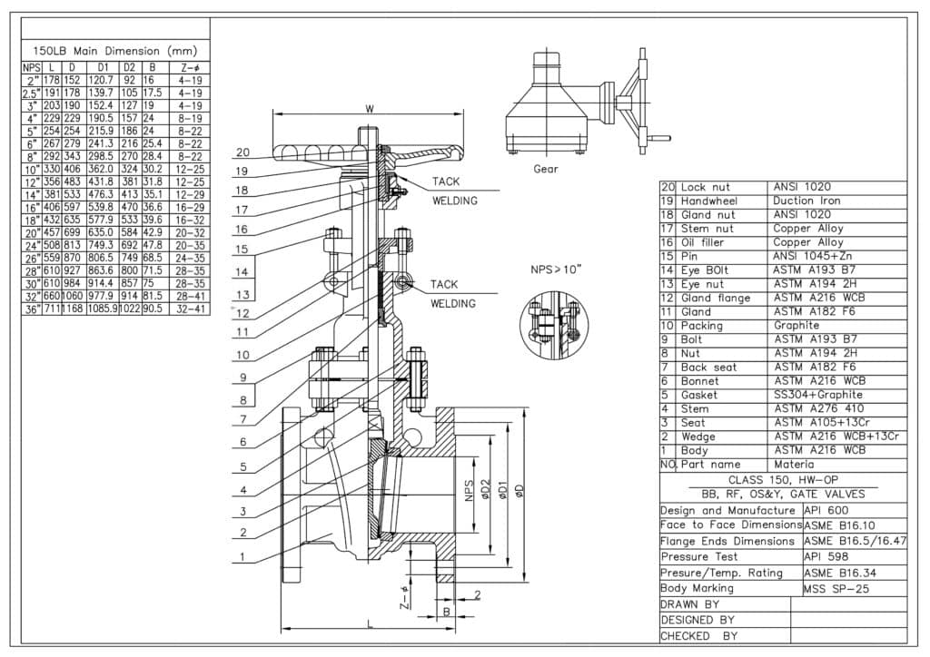 gate valve drawing 150lb