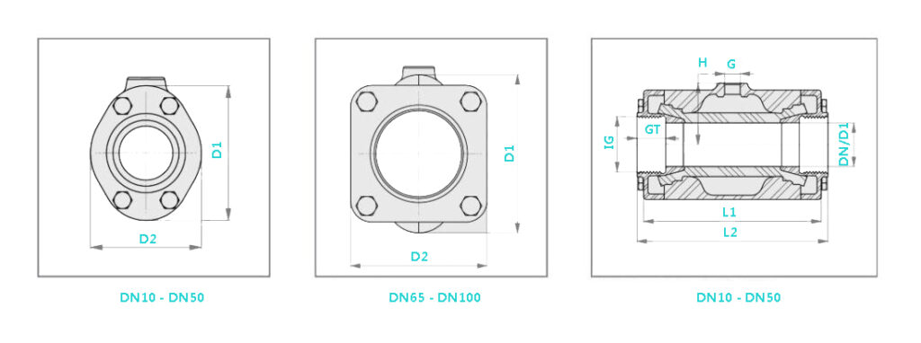 air operated pinch valves threaded ends dimensions