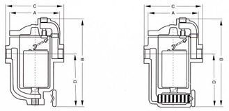 inverted bucket steam trap dimensions