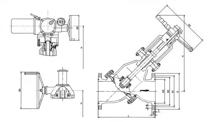 angle slurry valve class300lb dimension