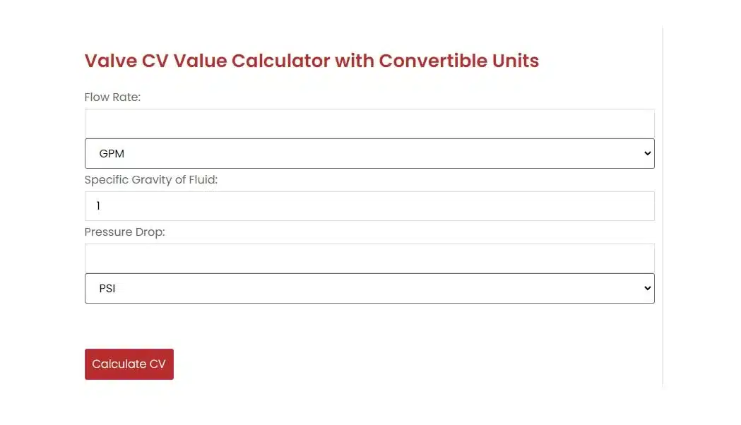 valve cv value calculator