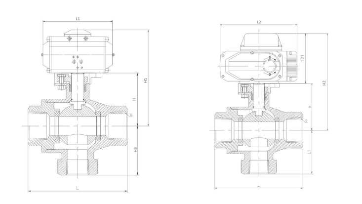 3 way ball valve vertical type