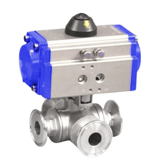 pneumatic 4 way ball valve tri clamp thinktank