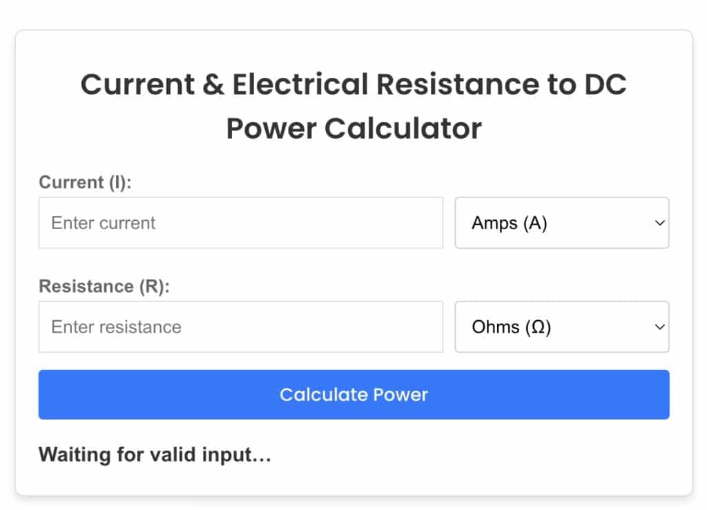 current electrical resistance to power cal