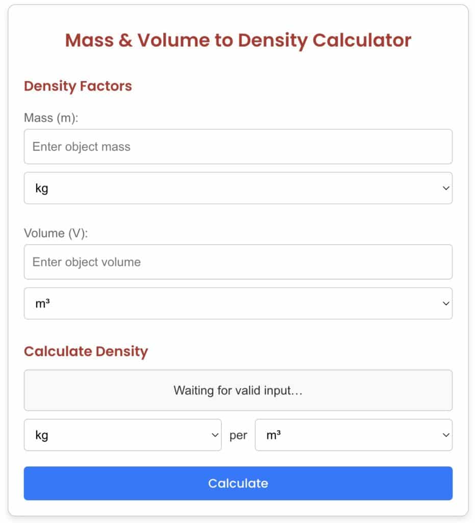 mass and volume to density