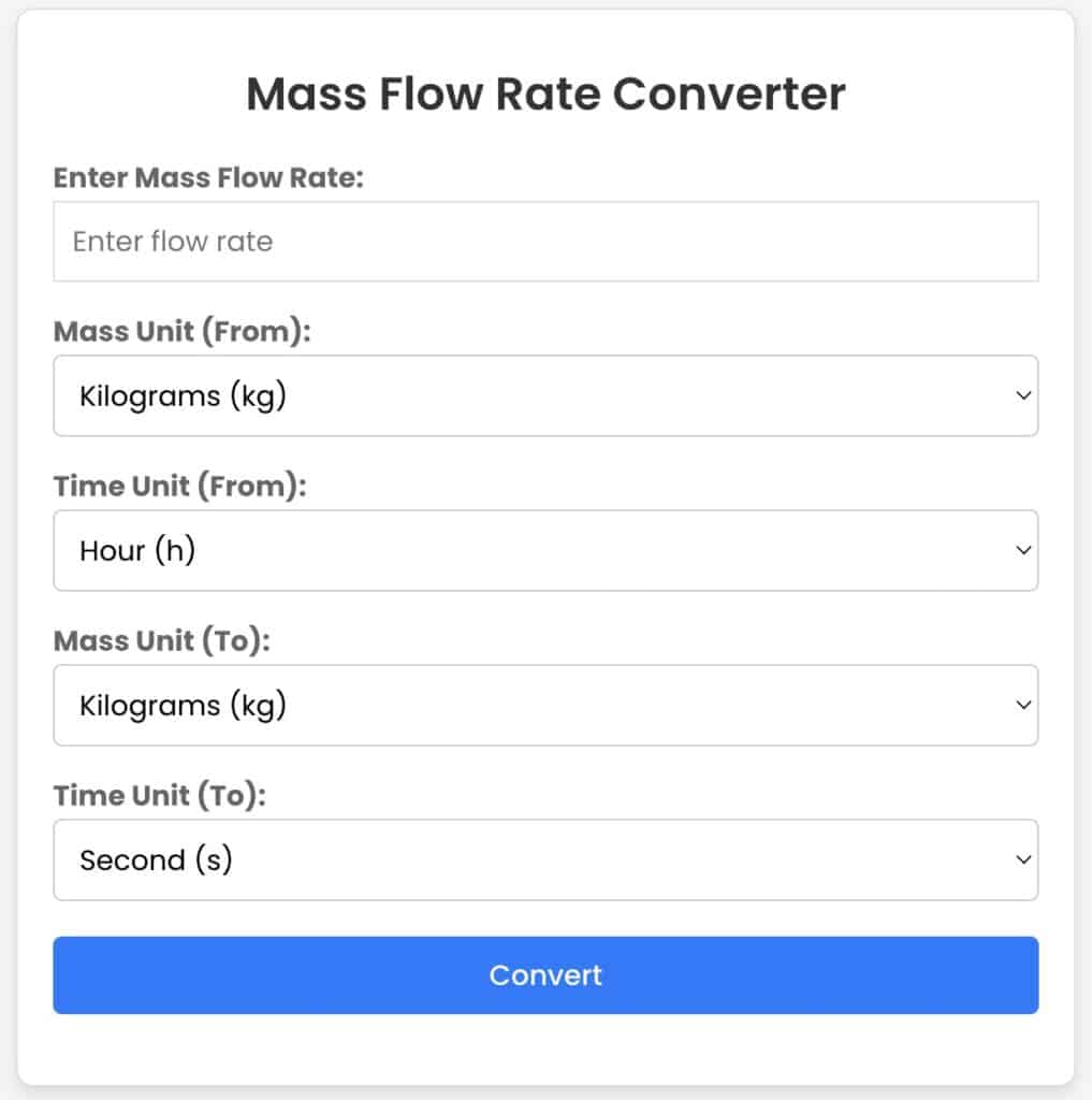 mass flow rate converter