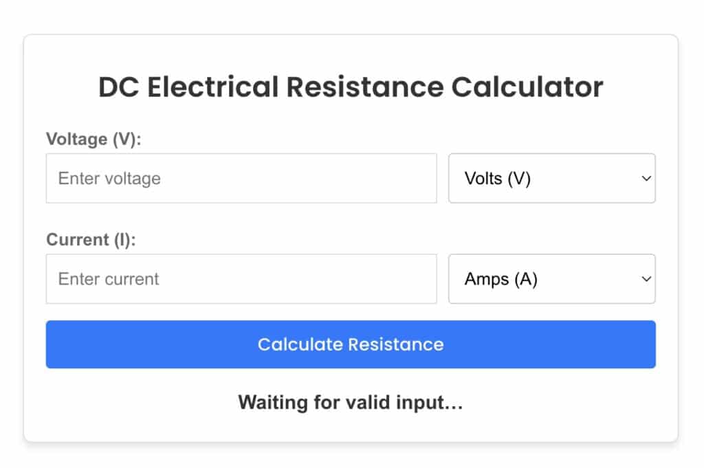 voltage and current to dc electrical resistant cal