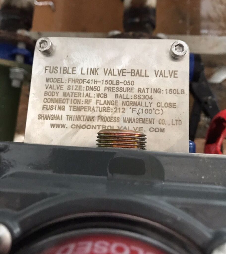 fusible link valves used in data center