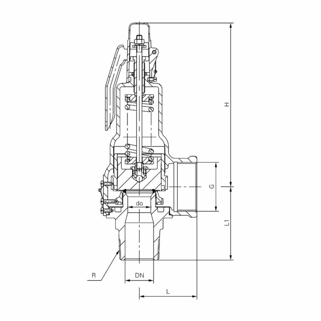 tt a28h/y spring loaded full lift threaded safety valve with lever